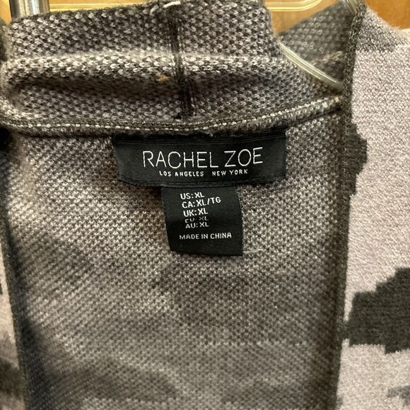 Rachel Zoe Green Camouflage Long Sleeve Cardigan Sweater XL Pockets Slits - Picture 2 of 8